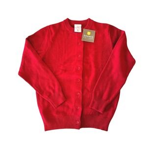 Dennis Uniform Red Cardigan Sweater Youth Large School Uniform NWT